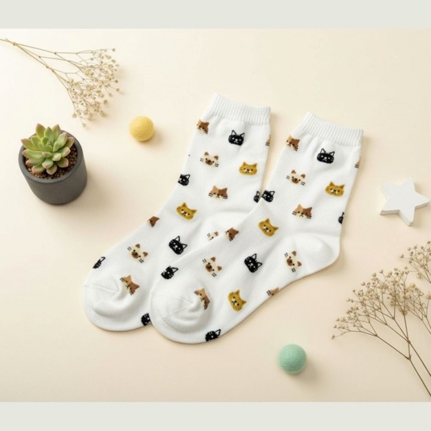 S58 滿版繽紛貓咪(白)