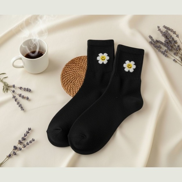 S48 素色笑臉小雛菊(黑)