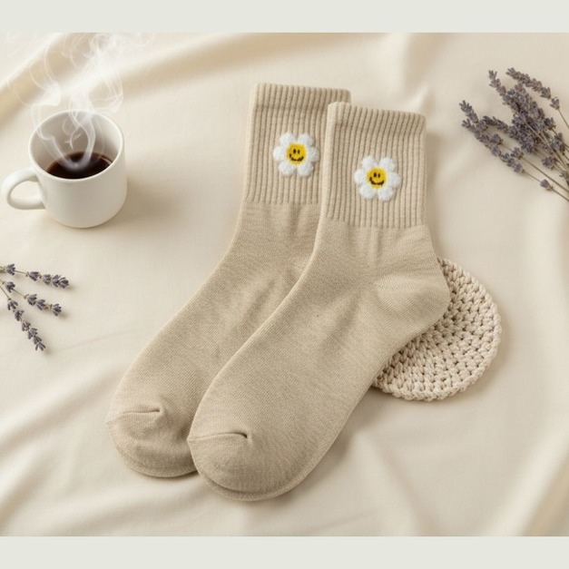 S47 素色笑臉小雛菊(米)