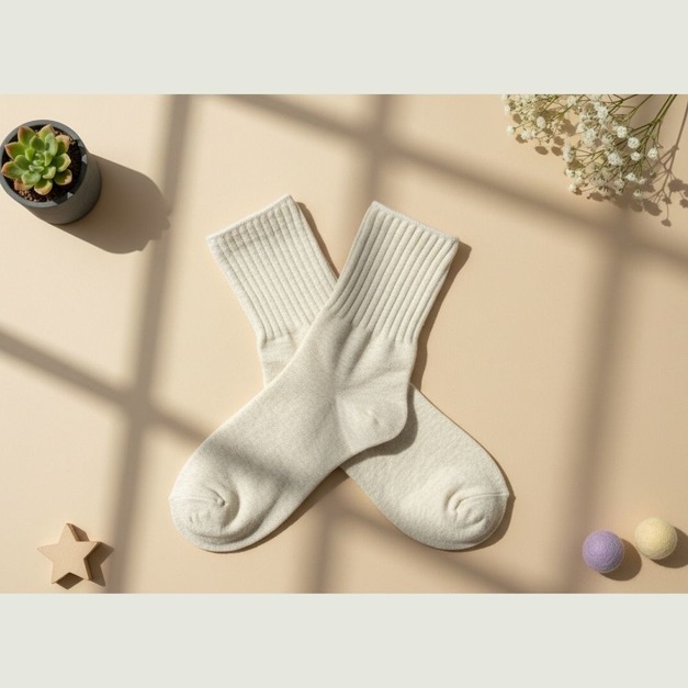 S52 素色中筒襪(米)