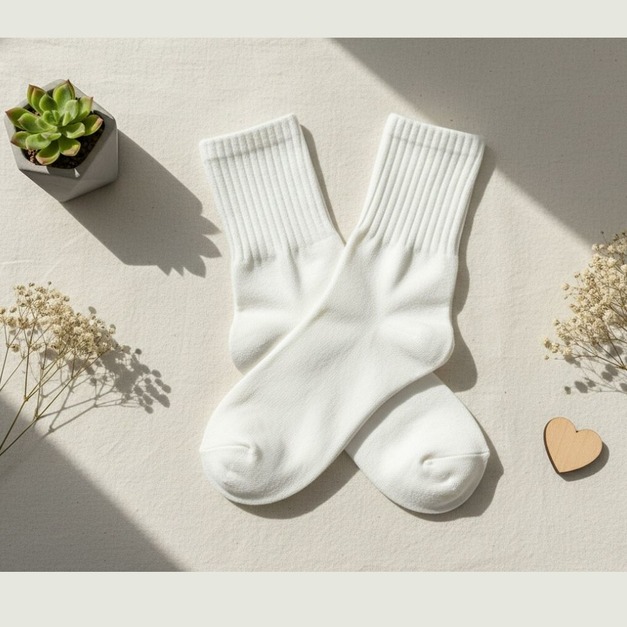 S54 素色中筒襪(白)