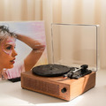 [HeadphoneDog] 經典木紋黑膠唱盤 唱片播放機（可連接手機電腦 內建雙立體喇叭 ）