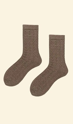 高原棕麻花 | 中筒襪
