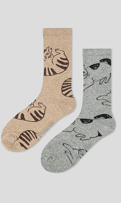 白天在玩晚上還在玩瘋貓貓 二入組 | 中筒襪