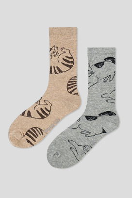 白天在玩晚上還在玩瘋貓貓 二入組 | 中筒襪