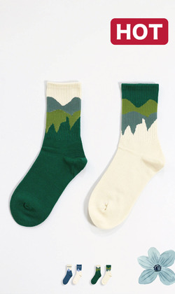 綠山藍山都是山 兩入組 | 中筒襪