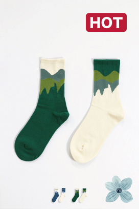 綠山藍山都是山 兩入組 | 中筒襪