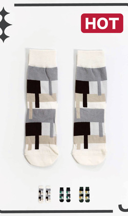 幾何抽象塊塊波 | 中筒襪 三色售
