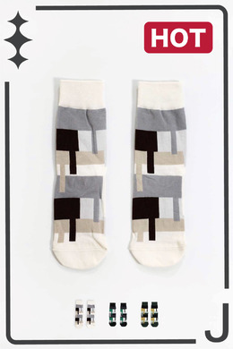 幾何抽象塊塊波 | 中筒襪 三色售