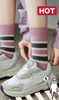 綠粉米條運動襪 | 中筒襪 兩色售