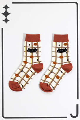 把餅乾藏在磚頭裡的黑貓貓 | 中筒襪