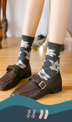 復古美好織花 | 中筒襪 兩款售