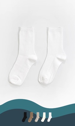 雙針直條純棉襪 | 中筒襪 五色售