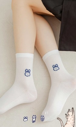 兔花咪可愛小白襪 | 短襪 三款售