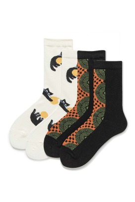 原民村落貓 二入組 | 中筒襪