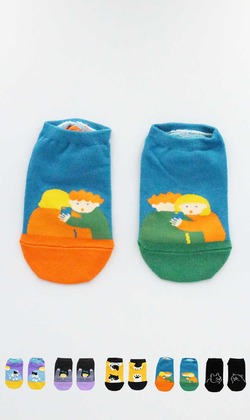 抱抱情侶的法鬥賓士貓 五入組 | 短襪