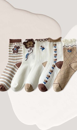 (售完)木耳生出花 五入組 | 中筒襪