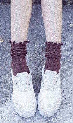 純色微復古小木耳 七入組 | 中筒襪