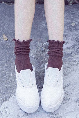 純色微復古小木耳 七入組 | 中筒襪