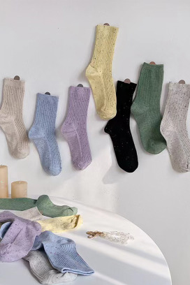 星砂點點素色基礎襪 七入組 | 中筒襪