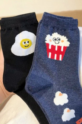 餅乾爆米花起士蛋 四入組 | 中筒襪