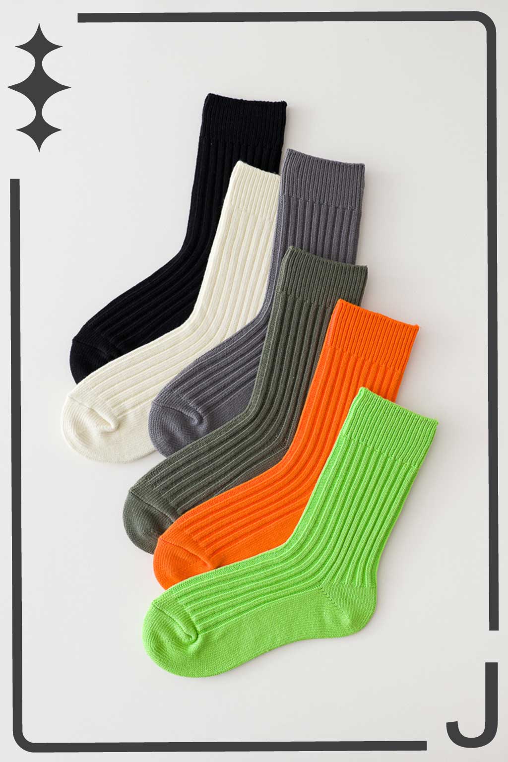經典純色壓紋厚棉襪 | 中筒襪 六色售