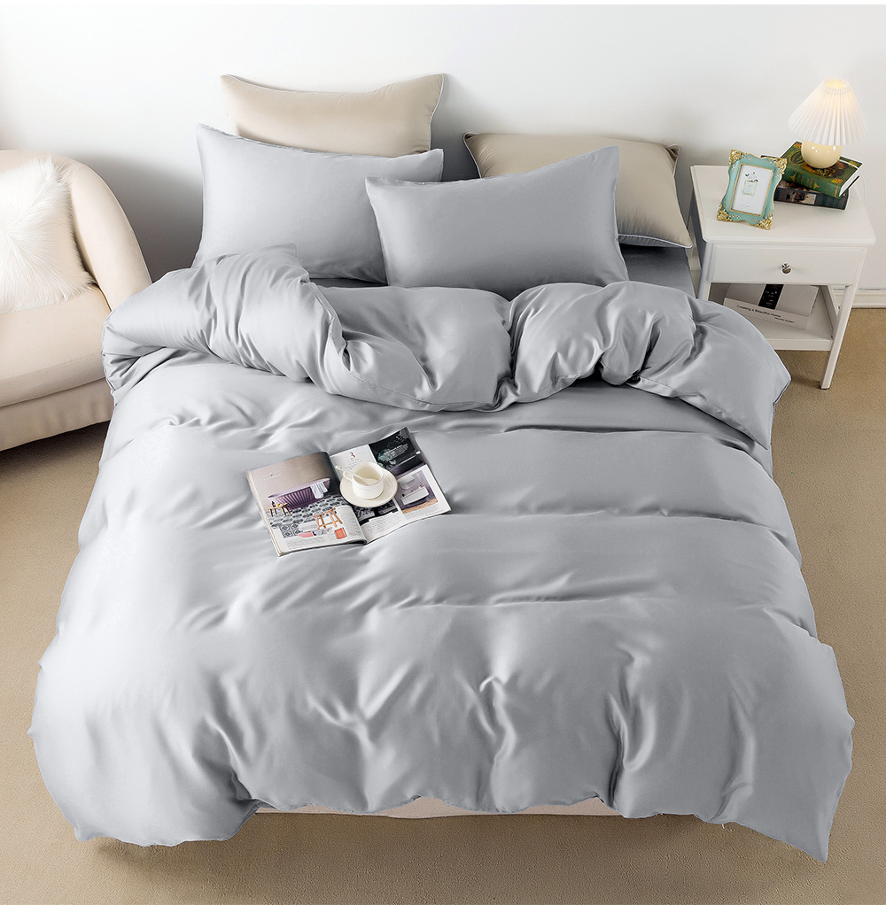 MIGRATORY 媚格德莉 - 60支天絲四件式被套床包組-淺灰色 (特大(180x210cm))