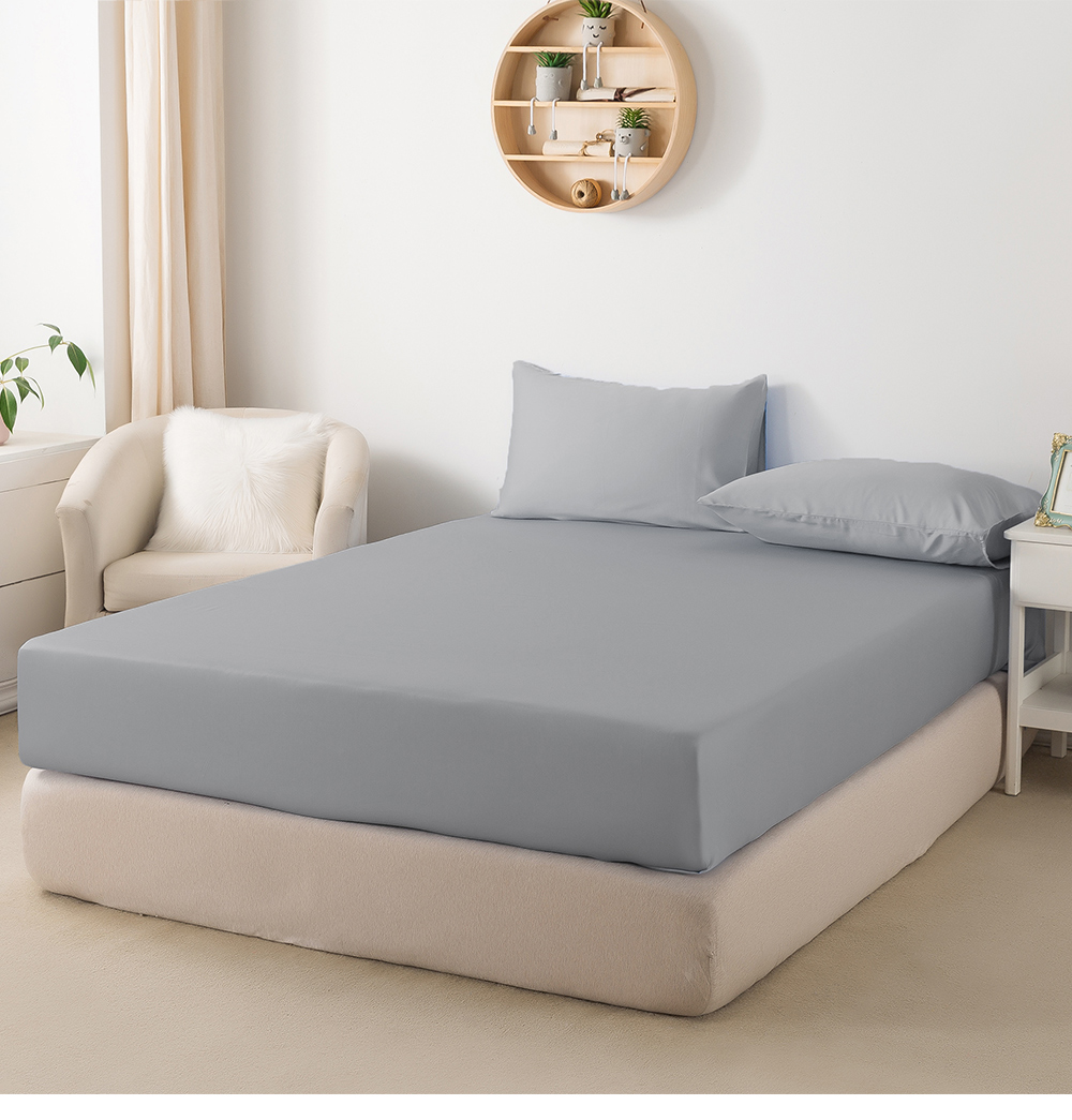 MIGRATORY 媚格德莉 - 60支天絲四件式被套床包組-淺灰色 (特大(180x210cm))