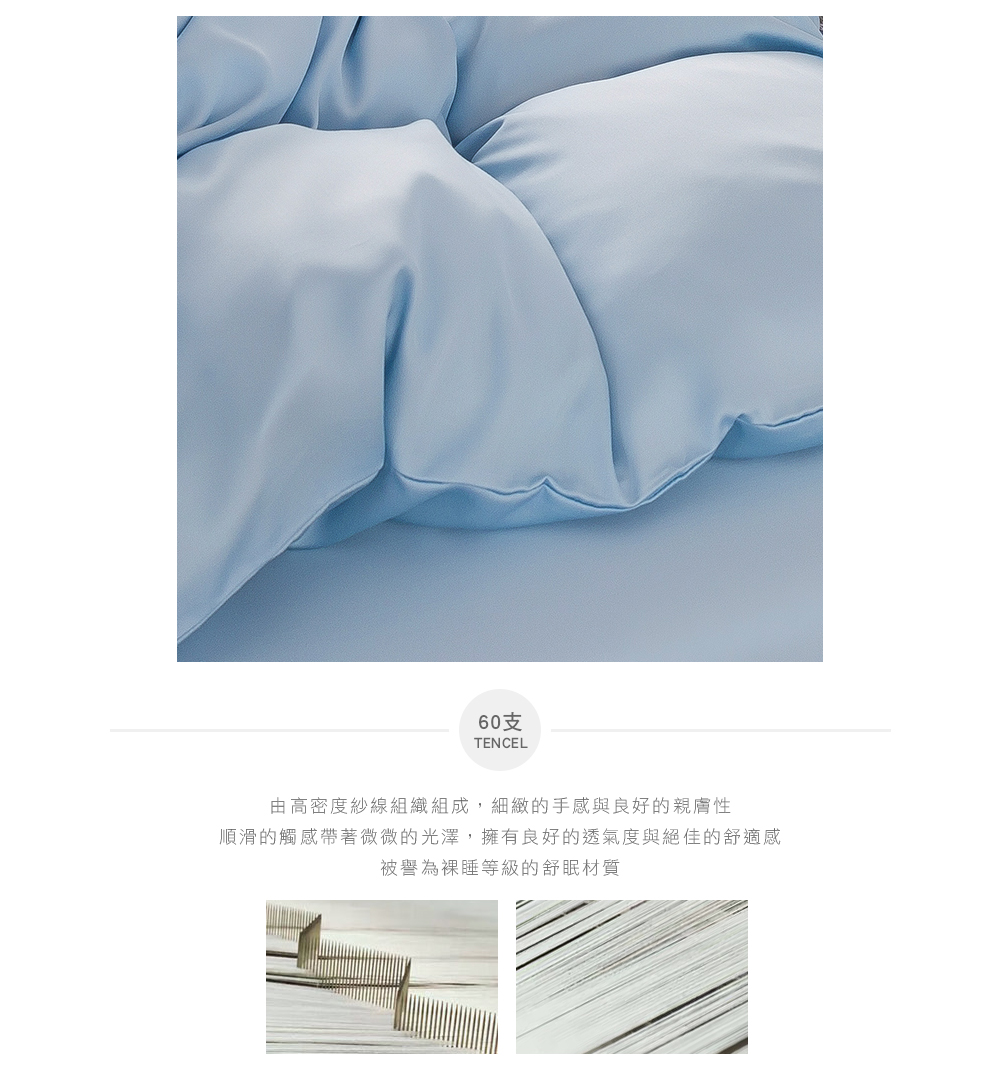 MIGRATORY 媚格德莉 - 60支天絲四件式被套床包組-淺藍色 (加大(180x186cm))