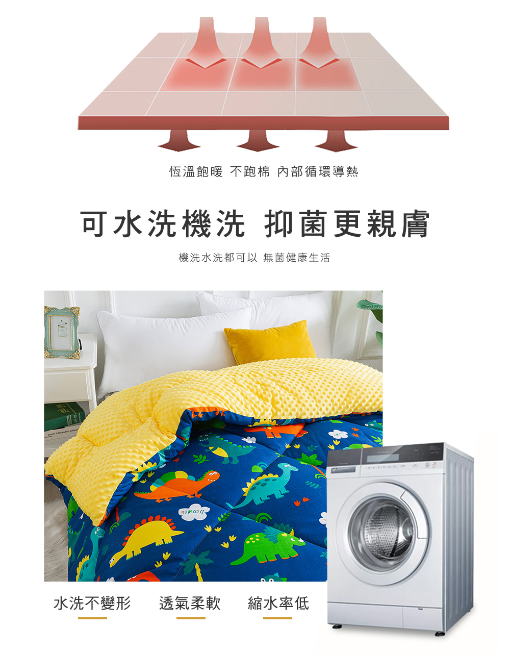 MIGRATORY 媚格德莉 - 3D安撫波波絨水洗抑菌暖冬被-侏儸紀世界 (雙人)