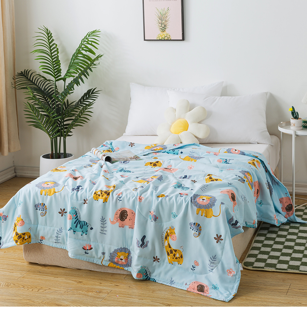 MIGRATORY 媚格德莉 - 竹纖維涼感抑菌水洗涼被-動物派對-藍 (150x186cm)