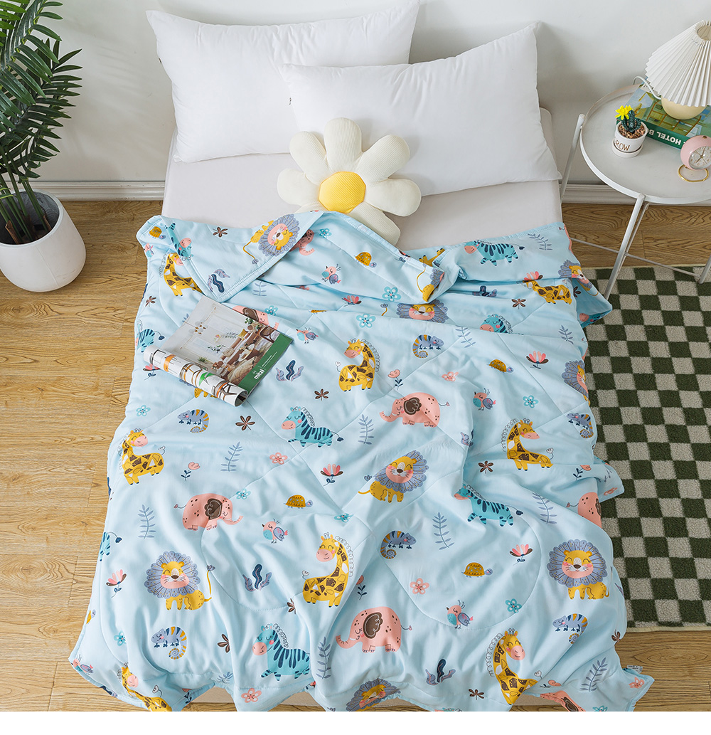 MIGRATORY 媚格德莉 - 竹纖維涼感抑菌水洗涼被-動物派對-藍 (150x186cm)