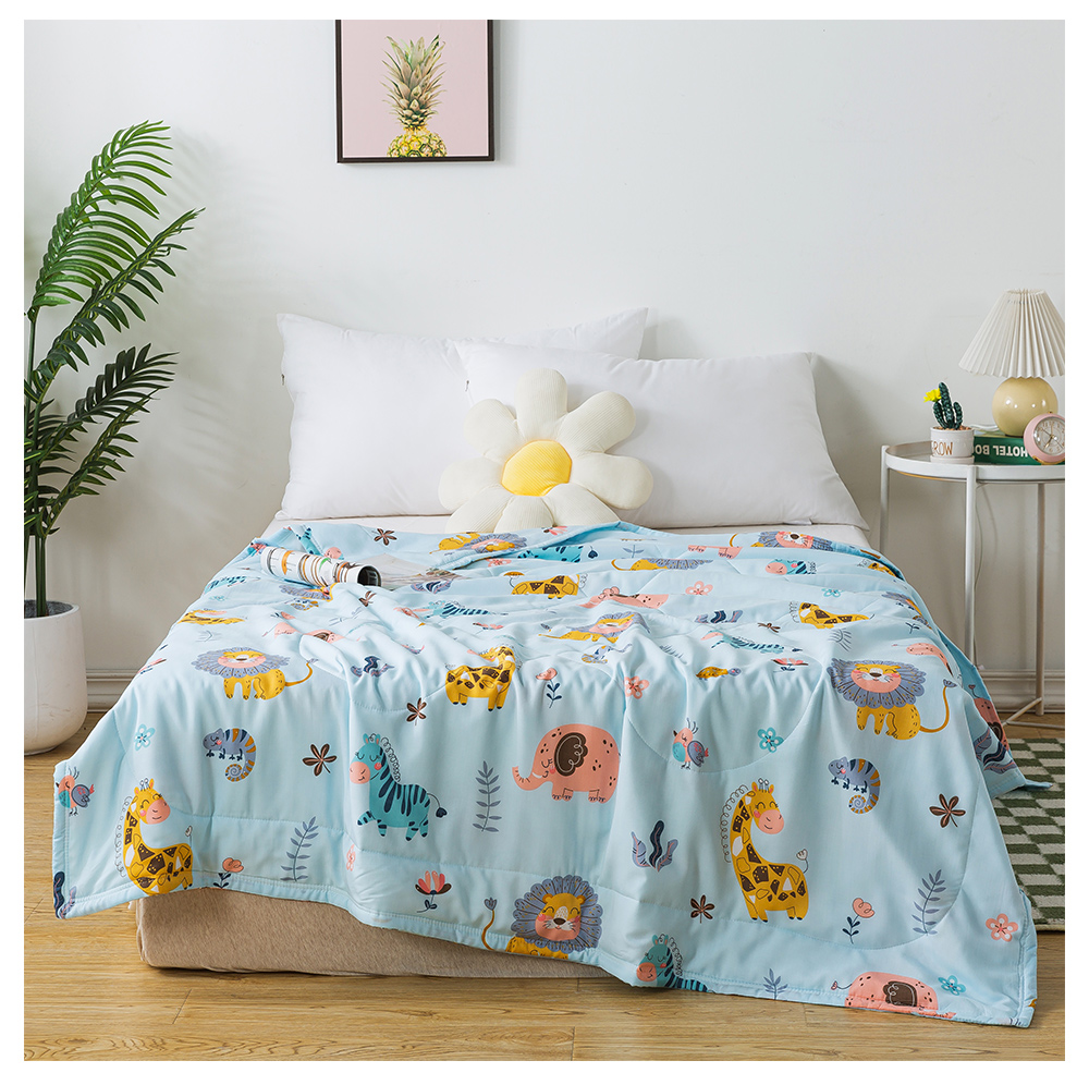 MIGRATORY 媚格德莉 - 竹纖維涼感抑菌水洗涼被-動物派對-藍 (150x186cm)