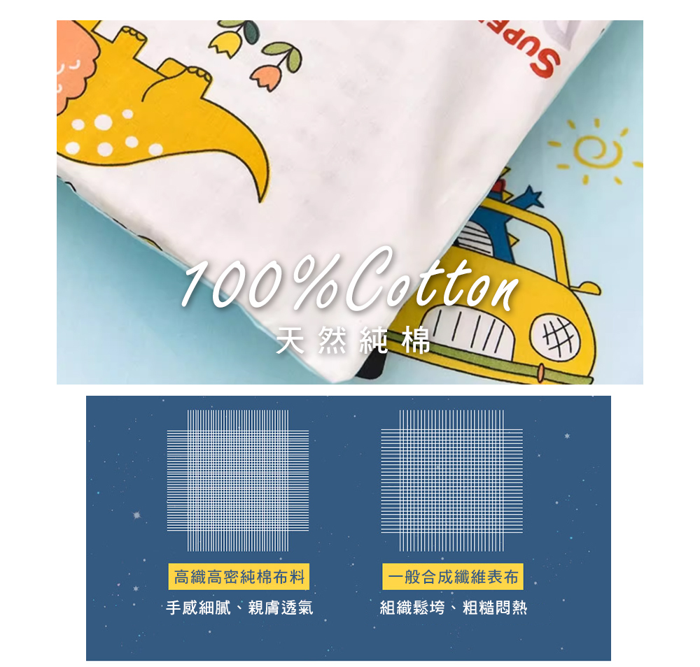 MIGRATORY 媚格德莉 - 兒童睡墊專用布套(不含睡墊)-恐龍車車 (60x130cm)