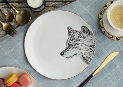 動物系列 - Coyote狼20cm 金邊骨瓷餐盤(會員優惠中)