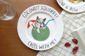 Coconut Squirrel 松鼠椰子水 餐瓷盤 (骨瓷平盤)