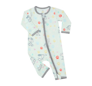 【史努比x抱抱羊】綠腳印雙拉鍊長袖連身衣（0-24m）