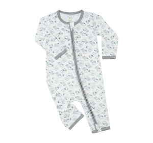 【史努比x抱抱羊】滿版雙拉鍊長袖連身衣（0-24m）