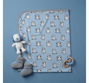 預購9折【史努比x抱抱羊】單層被毯(灰色滿版/藍色滿版/藍底黃月亮)0-36m