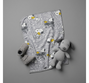 預購9折【史努比x抱抱羊】雙層被毯(灰色滿版/藍色滿版/藍底黃月亮)0-36m