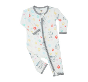 【史努比x抱抱羊】腳印雙拉鍊長袖連身衣（0-24m）