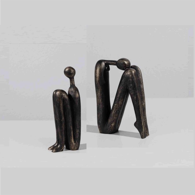 火柴人雕塑黑金(A抬頭/B低頭)