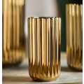 金色豎紋陶瓷花瓶_1
