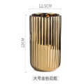 金色豎紋陶瓷花瓶_3