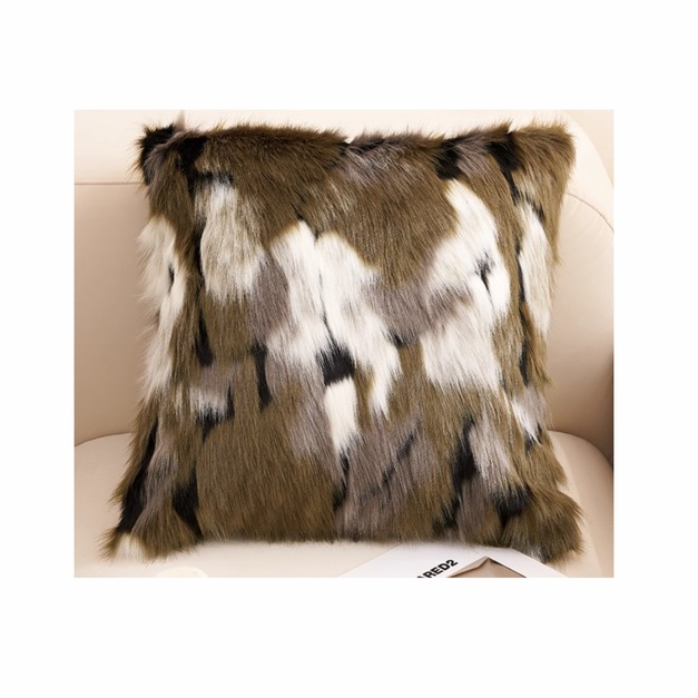 仿貂毛綠混色抱枕