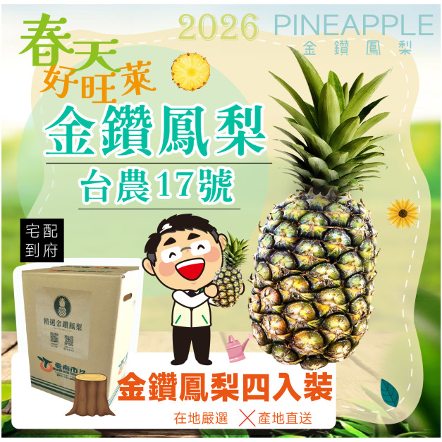 ▉已完售 ▉—【免運】—2026【金鑽鳳梨】精選禮盒4入裝 開賣!