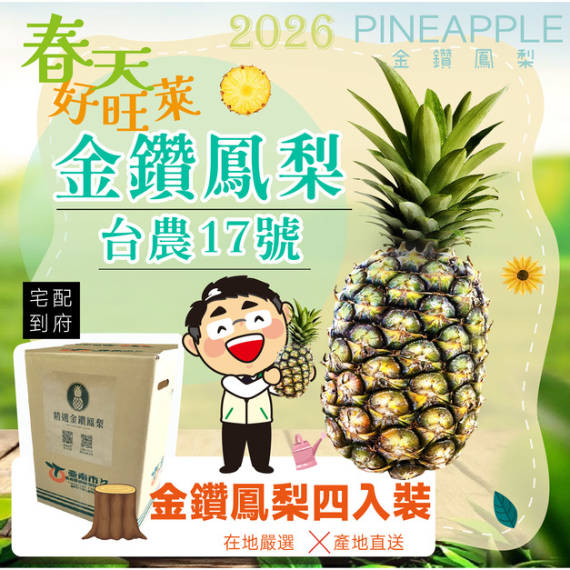 ▉銷售中 ▉—【免運】—2026【金鑽鳳梨】精選禮盒4入裝 開賣!