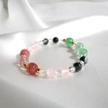 草莓園 | A05草莓晶白水晶粉晶水草瑪瑙手鍊_3