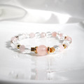 黎明玫瑰 | A06粉晶白水晶手鍊_2