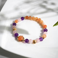 盛夏與葡萄 | A10橘色瑪瑙紫水晶粉晶手鍊